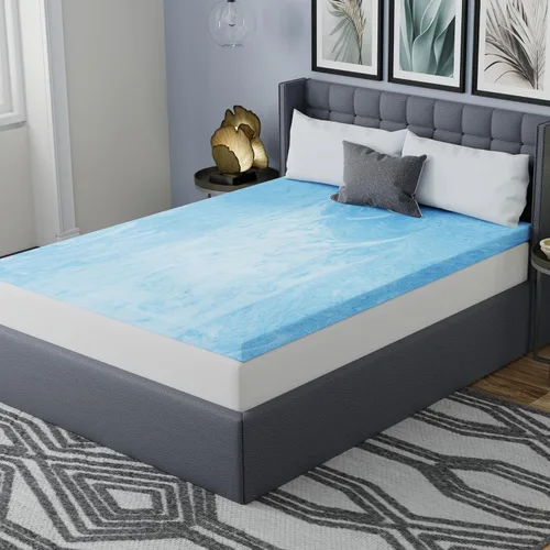 Vista 8 de Vibe Cubrecolchón de espuma viscoelástica con remolino de gel de 3 pulgadas, tamaño individual