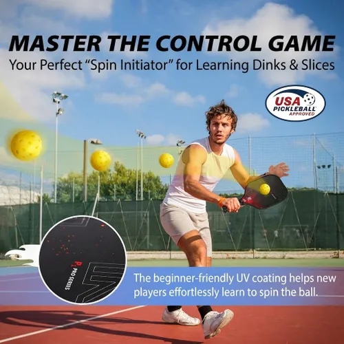 Vista 5 de T-300 - Juego de 4 o 2 palas de pickleball de fibra de carbono, aprobadas por USAPA, textura de giro, control y potencia equilibrados, kit de inicio