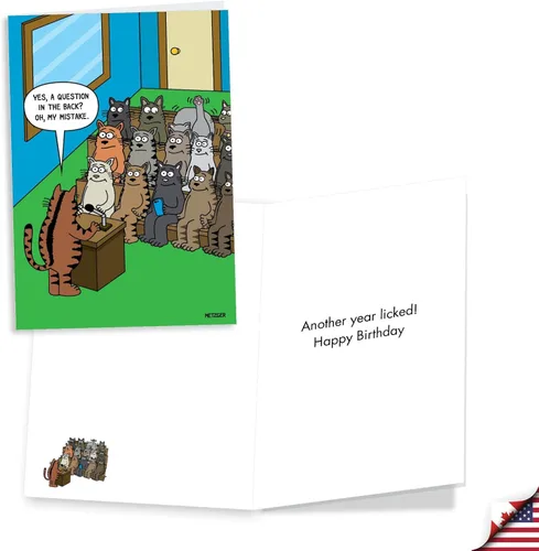 Vista 3 de NobleWorks Surtido de 3 tarjetas de felicitación de cumpleaños con sobres (3 diseños, 1 cada uno) Cat Laughs VC2805BDG-C1x3