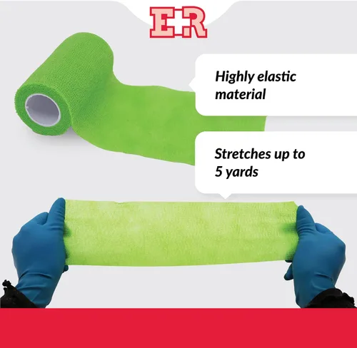 Vista 4 de Ever Ready First Aid Vendajes cohesivos autoadherentes de 4 pulgadas x 5 yardas, 6 unidades, colores arcoíris