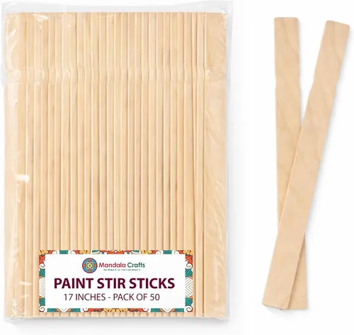 Vista 12 de Mandala Crafts 8 Inch Wooden Sticks Paint Stirrers for Acrylic Epoxy Resin