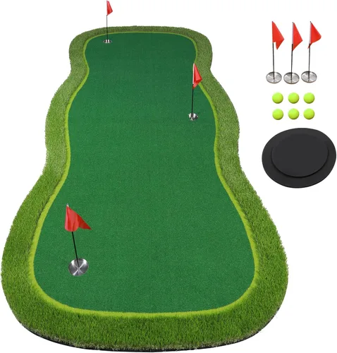 Vista 13 de Golf Putting Verde/Mat-Golf Training Mat - Alfombrilla profesional de práctica de golf - Putter largo desafiante verde para interiores y exteriores