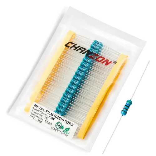 Vista 18 de Chanzon 100pcs 1/2W (0.5W) 1 Ω ohmios Resistencia fija de película metálica 0.01 ±1% Tolerancia 1R MF Orificio pasante Resistencias limitadoras