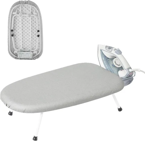 Vista 8 de Mini tabla de planchar de mesa, tabla de planchar compacta y plegable, tubo de acero grueso con cubiertas resistentes al calor, soporte de hierro