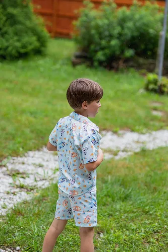 Vista 5 de Bluey Camisa y pantalones cortos hawaianos familiares con botones y muffin de bingo
