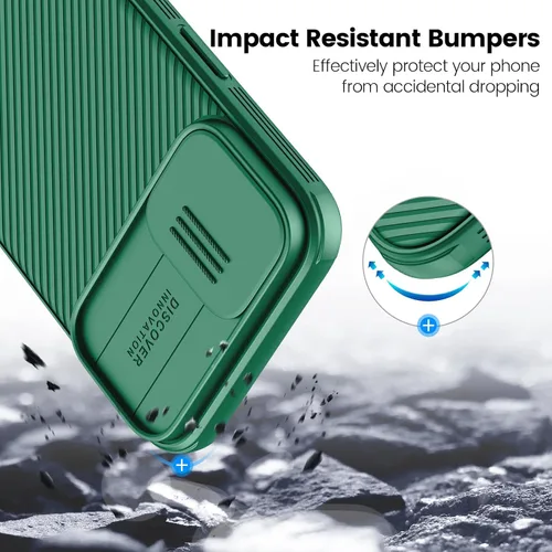Vista 6 de Nillkin Funda para iPhone 16 con cubierta deslizante para cámara, [protección mejorada de lente de cámara] Funda protectora delgada a prueba