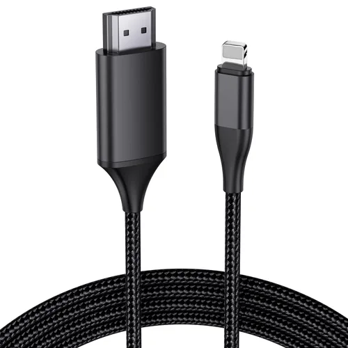 Vista 2 de Cable Lightning 2 en 1 de 6 pies • Tipo C a HDMI • Cable HDMI de doble interfaz para iPhone 16/15/14/Pro/Max y iPad Pro/Air, sincroniza video