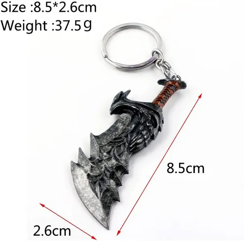 Vista 2 de SONGCHANGJEWELRY Game GOW Ragnarok - Llaveros de metal Kratos Blades of Chaos Cosplay – Regalos de Navidad para hombres adolescentes fanáticos