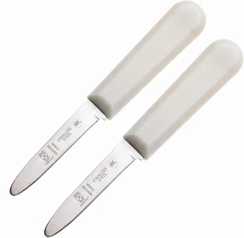 Vista 13 de Mercer Culinary Cuchillo de ostras estilo Boston con mango de polietileno, 3 pulgadas, color blanco
