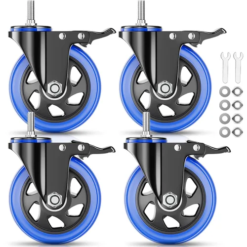 Vista 12 de Ruedas giratorias resistentes de 2 pulgadas con vástago roscado UNC 1/2 "-13 x 1 Azul