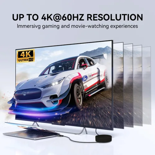 Vista 4 de Cable de extensión largo USB4 Thunderbolt 4 5M 16.5 pies 8K USB C M/M 240W carga rápida 40Gbps transferencia de datos 7680 * 4320 8K @60Hz 4K @144Hz