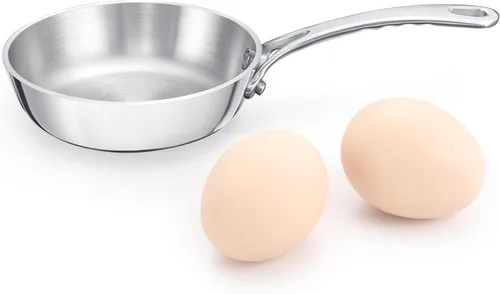 Vista 11 de Mini sartén, olla de acero inoxidable de tres capas con mango que se mantiene fresco, salsa térmica y aceite (4 pulgadas/0.12 cuartos de galón)