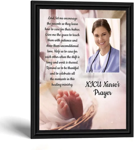 Vista 12 de NICU Nurse Gift, Nurse’s Prayer Thank You Gift, Photo Frame Wall Art Barnwood