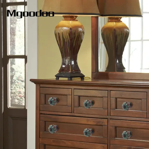Vista 8 de Pomos de calabaza de 1.57 pulgadas, pomos de cerámica para armario, cajón, tiradores de cajones antiguos, pomos decorativos para armario, puerta