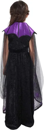 Vista 2 de EraSpooky Disfraz de vampiro para niñas, vestido gótico de murciélago para Halloween