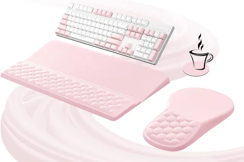 Vista 12 de Ospelelf Conjunto de Reposamuñecas Ergonómico de Alfombrilla para Ratón y Soporte para Teclado, Comodidad con Espuma Viscoelástica, Alivio del Dolor