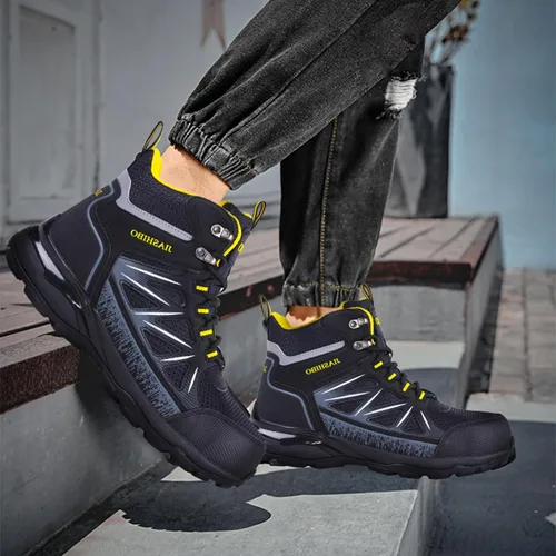 Vista 3 de Women's Steel Toe Work Boots, Multifunctional Protective Footwear, Slip Resistant, Puncture Resistant, Shock Absorbing, Reflective Stripe, Durable