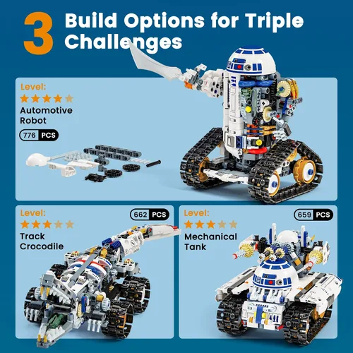 Vista 3 de Kit de construcción de robot STEM 3 en 1, aplicación y kit de robótica de control remoto