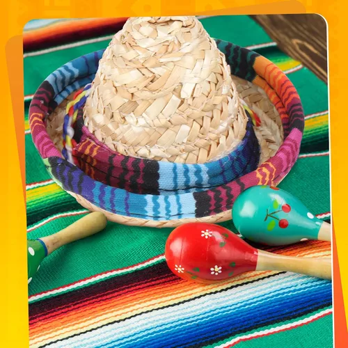 Vista 5 de Haysandy 18 piezas de mini sombrero, sombrero de paja para fiesta, sombrero mexicano, decoraciones de fiesta de carnaval para mascotas, niños