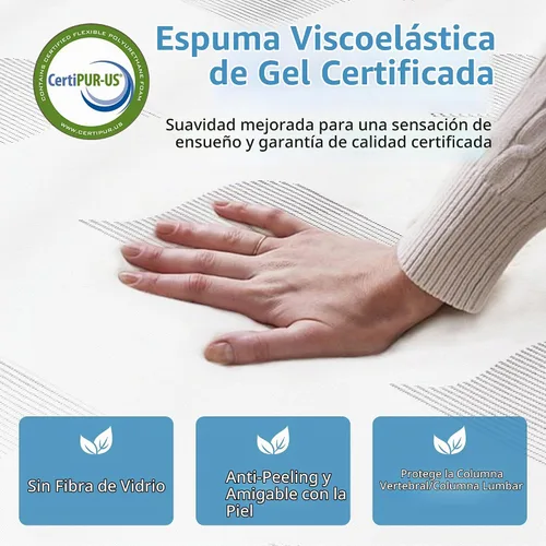 Vista 4 de Colchón Queen de 10 pulgadas, de espuma viscoelástica de gel refrescante, con funda extraíble y lavable, colchón Queen en una caja, firmeza media