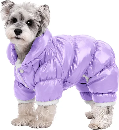 Vista 26 de AOFITEE Abrigo para perro, chaqueta impermeable para perro, abrigo de invierno para perros de cuerpo completo, traje de nieve, chaqueta acolchada a
