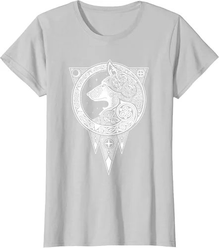 Vista 29 de Viking Fenris Wolf - Camiseta de mitología nórdica con símbolo de Fenrir Asphalt Grey