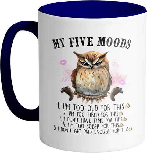 Vista 5 de TeesAndTankYou My Five Moods - Taza de café (11 onzas), color negro