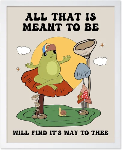 Vista 35 de Poster Master All That Is Meant To Be Poster - Retro Frog on Mushroom Print - Meditation Art - Motivational Design - Preppy Print - Trendy Decor