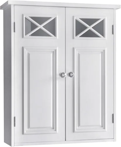 Vista 7 de Teamson Home Windsor - Gabinete de parede removível para sobre el inodoro con 1 estante fijo y 1 estante ajustable, 3 espacios de almacenamiento, 2