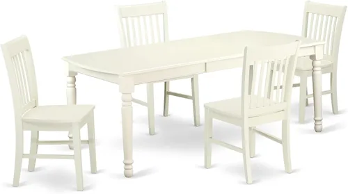 Vista 15 de East West Furniture DONO5-MAH-C - Juego de comedor de 5 piezas para 4 personas, incluye una mesa de comedor rectangular con hojas de mariposa y 4