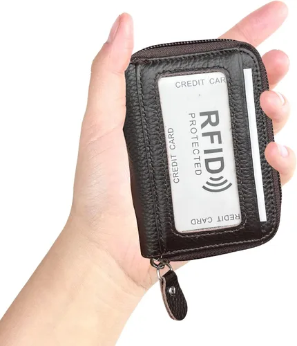 Vista 31 de Tarjetero RFID de bolsillo con ventana para ID, piel genuina, S, Negro