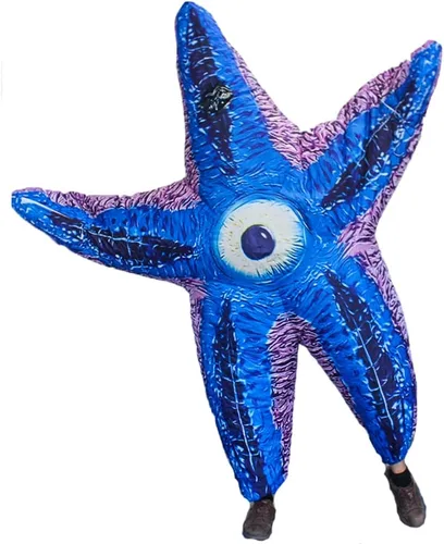 Vista 3 de Famoso disfraz inflable de estrella de mar de rey tiburón para adultos, divertido disfraz de fiesta explosiva, disfraz de Halloween y cosplay