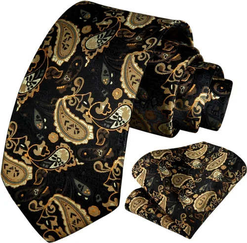 Vista 242 de HISDERN Corbatas para hombre, corbata de cachemira y bolsillo cuadrado tejido clásico floral para hombre, corbata de fiesta de boda