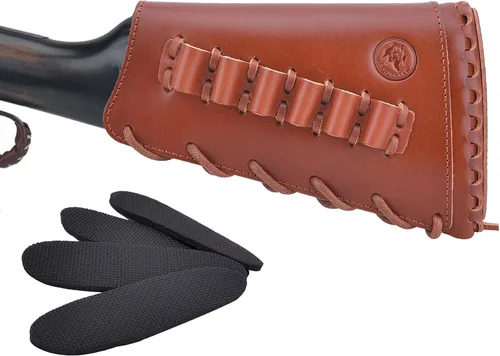 Vista 15 de Almohadilla de cuero para mejilla de culata cosida a mano para rifle 38/357 45-70 308 .22LR 12GA Mano zurda - Negro