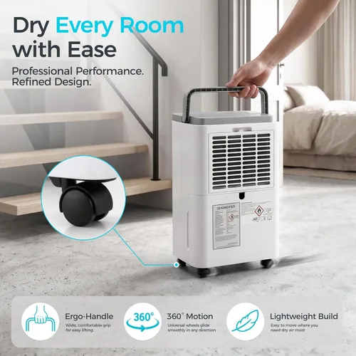 Vista 7 de Deshumidificador de 1 500 pies cuadrados, deshumidificador silencioso máximo de 32 pintas para dormitorio con filtro HEPA, purificadores de aire