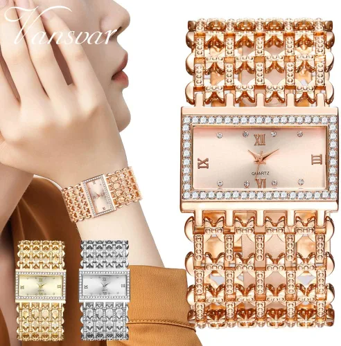 Vista 3 de Weicam Reloj de pulsera de cuarzo analógico con esfera cuadrada de cristal de lujo para mujeres y niñas