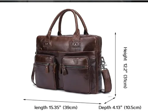 Vista 2 de Ztimi Men's Briefcase Leather Tote Bag Business Travel Laptop Bag Leather Shoulder Messenger Bag