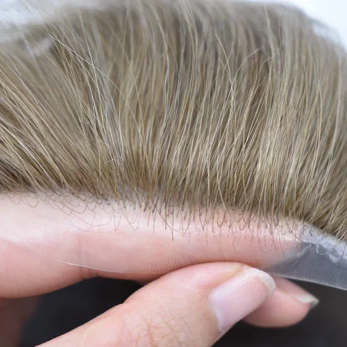 Vista 3 de Toupee - Sistema de reemplazo de cabello para hombres, piel ultrafina, transparente, 0.001 in, poliéster superfino, unidad de cabello de hombre, 8 x