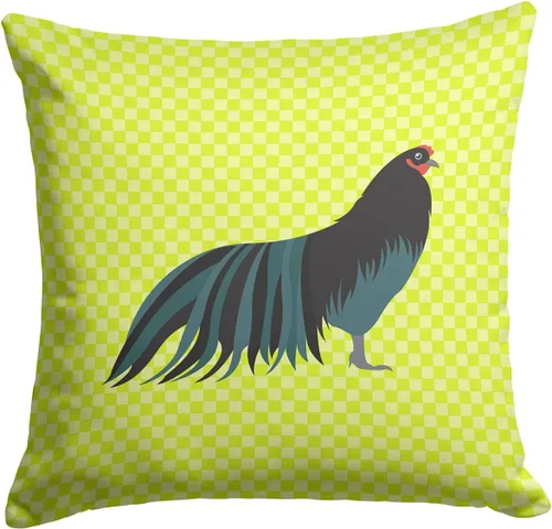 Vista 478 de Caroline's Treasures BB8163PW1414 Beltsville - Almohada decorativa de tela a cuadros pequeños, color blanco, pavo y gallina azul, lavable a máquina