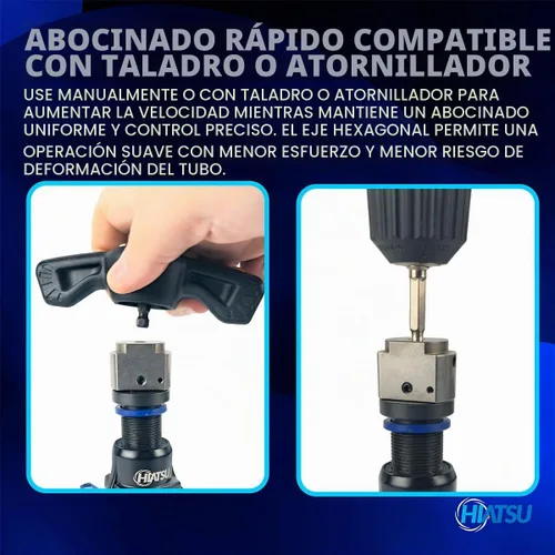 Vista 6 de Hiatsu Kit de herramientas de abocinación excéntrica con trinquete, compatible con taladros, tubo de cobre de 1/4 a 3/4 pulgadas, construcción
