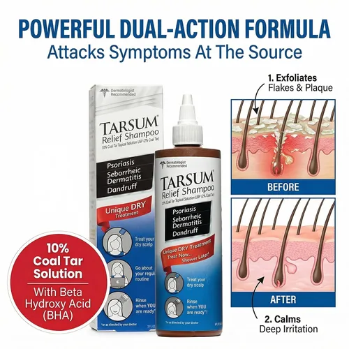 Vista 3 de Tarsum Champú para psoriasis extra fuerte, champú y acondicionador de alquitrán de carbón para psoriasis del cuero cabelludo, dermatitis seborreica