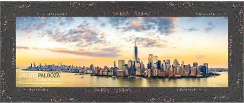 Vista 4 de Poster Palooza Marco de fotos de madera negra Shabby Chic/Farmhouse de 8 x 24 pulgadas, acrílico UV, respaldo de tablero de espuma y accesorios