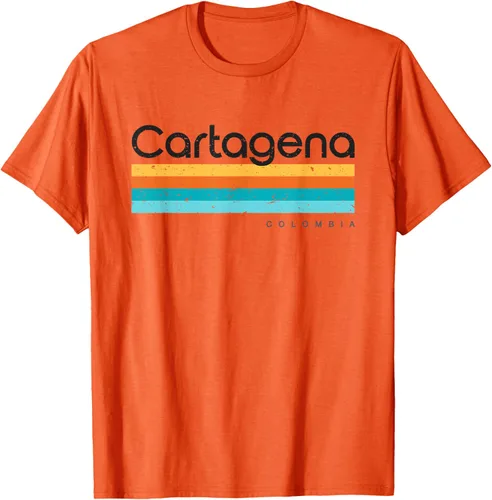 Vista 70 de Camiseta vintage de Cartagena Colombia con diseño retro, Blanco, S