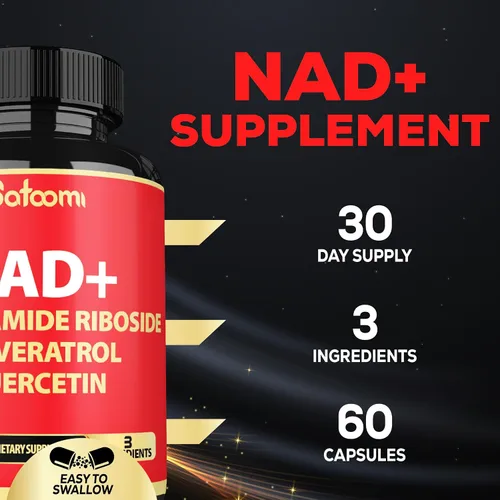 Vista 3 de Satoomi Suplemento NAD con nicotinamida ribósido NR, resveratrol, quercetina - 60 unidades - 30 días