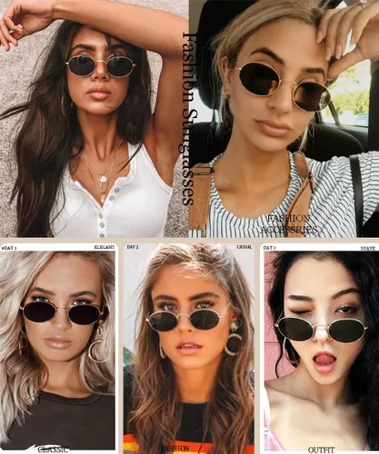 Vista 2 de Dollger Gafas de sol ovaladas para mujer, con marco de metal, antirreflejantes, gafas retro unisex