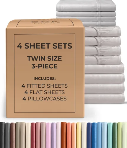 Vista 281 de Pack of 2, Twin Size 3 Piece Sheet Set - Breathable & Cooling - White