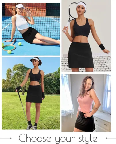Vista 6 de Ekouaer - Falda pantalón deportiva y ligera para mujer, para correr, tenis, golf, entrenamiento y deportes