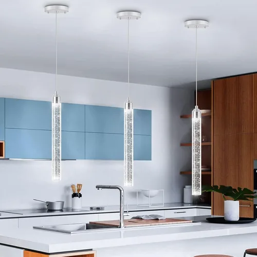 Vista 13 de Candelabros de cristal modernos de 1 luz LED regulable Iluminación colgante para isla de cocina, comedor, pasillo