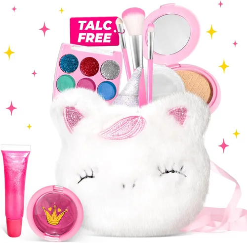 Vista 17 de ULOVEME Umicorn - Kit de maquillaje real para niñas pequeñas, juguete de maquillaje real, no tóxico, lavable, regalo para cumpleaños de niñas de 3