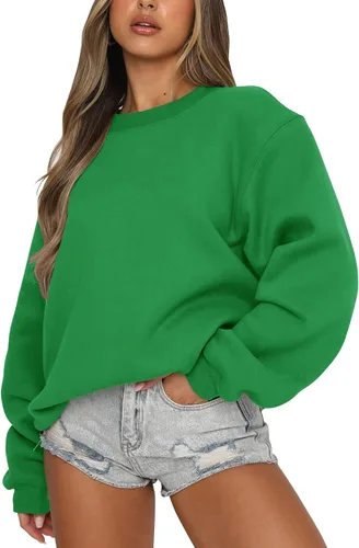 Vista 6 de Fanway&EC - Sudadera de manga larga para mujer, cuello redondo, casual, sudadera con capucha de gran tamaño, tops de otoño Rosa albaricoque